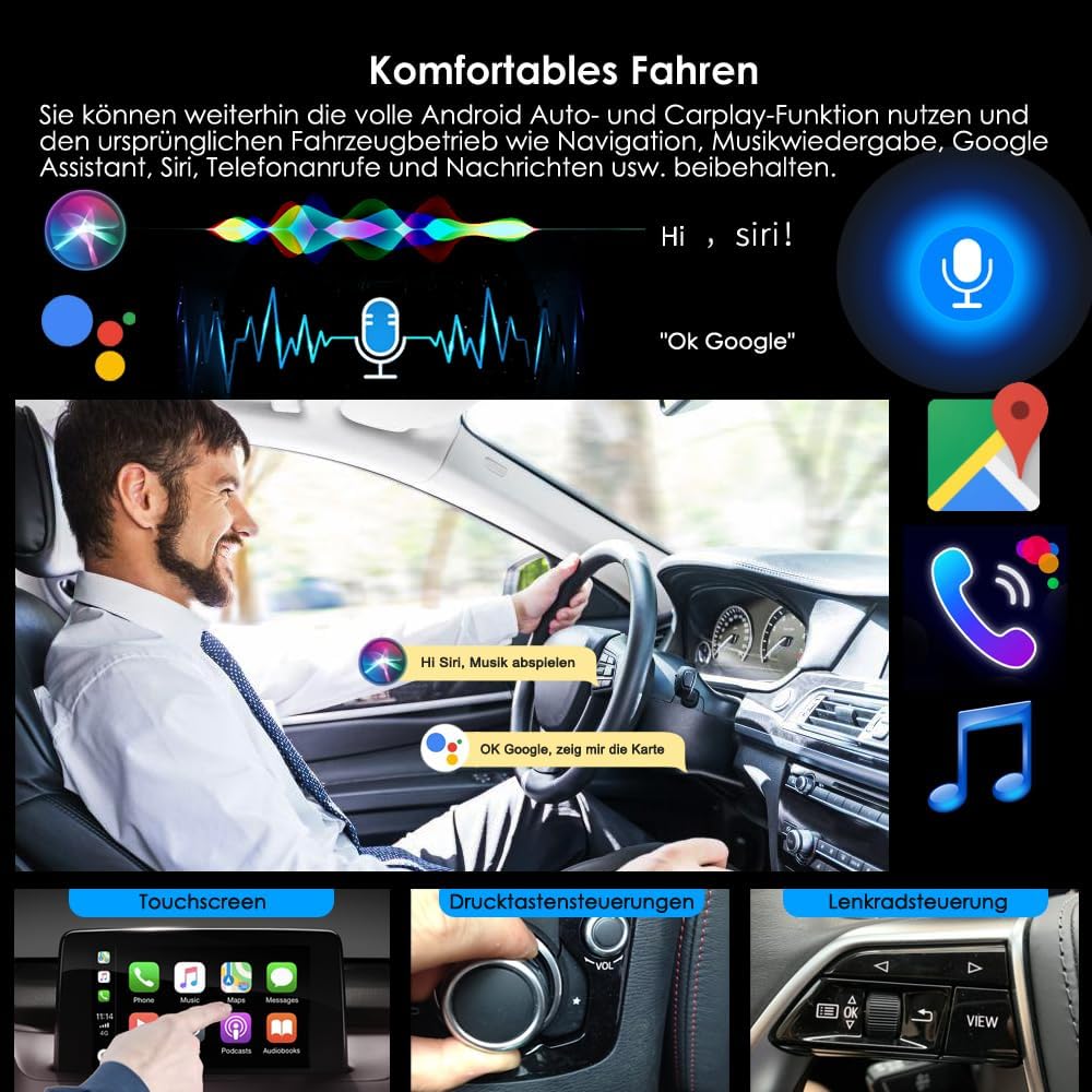 iFreGo CarPlay Wireless Android Car Wireless Adapter 2 in 1 Super Fast Upgrade Auto Play, Plug and Play, Compatible with iPhone iOS 10+ and Car with Wired CarPlay