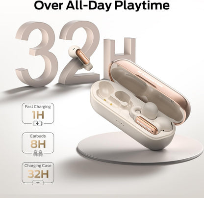 Monster Open AC601 Bluetooth Earbuds - Comfortable Clip-On Wireless Earbuds with Bluetooth 5.4, 32H Playtime Earbuds with ENC Clear Talk, IPX5 Waterproof & Touch Control for Any Occasion (White)