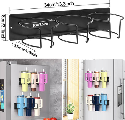 1 Pack, Magnetic Stanley Cup Holder, Stanley Cup Organizer, for refrigerators, ovens, Coffee Machines, 3 Cup Slots, Supports 10 lbs, Suitable for 40/30 oz Stanley, Gift