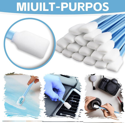 Multi-Purpose Foam Tip Cleaning Swabs - Square Round Cleaning Swabs (5 Types), Detailing Lab Swab Stick for Inkjet Printer, Camera, Optics Lens, Arts and Crafts, Automotive Detailing (Total 100PCS)