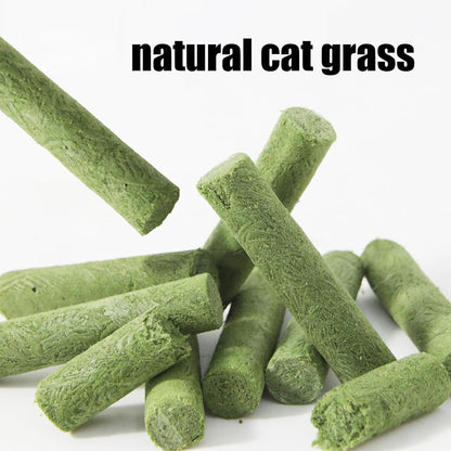 Freeze Dried Cat Grass,Hairball Removal Treats | Natural Freeze Dried Chicken Cat Grass Sticks for Teething Oral Care and Teeth Cleaning Appetite Boosting Indoor Kittens and Adults