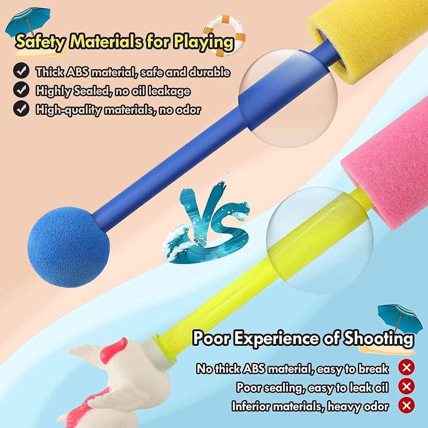 Water Gun, 16Pcs Foam Squirt Guns for Kids, 30 ft Range Pool Toy Water Squirter, Foam Water Gun Shooter for Summer Swimming Pool Beach