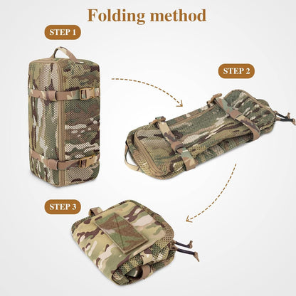PETAC GEAR 3 PCS Tactical Modular Packing Cubes, Large Capacity Mesh Storage Bag,Outdoor Travel Organize Storage Pouches Bags., camouflage, Large, Quick Dry Mesh