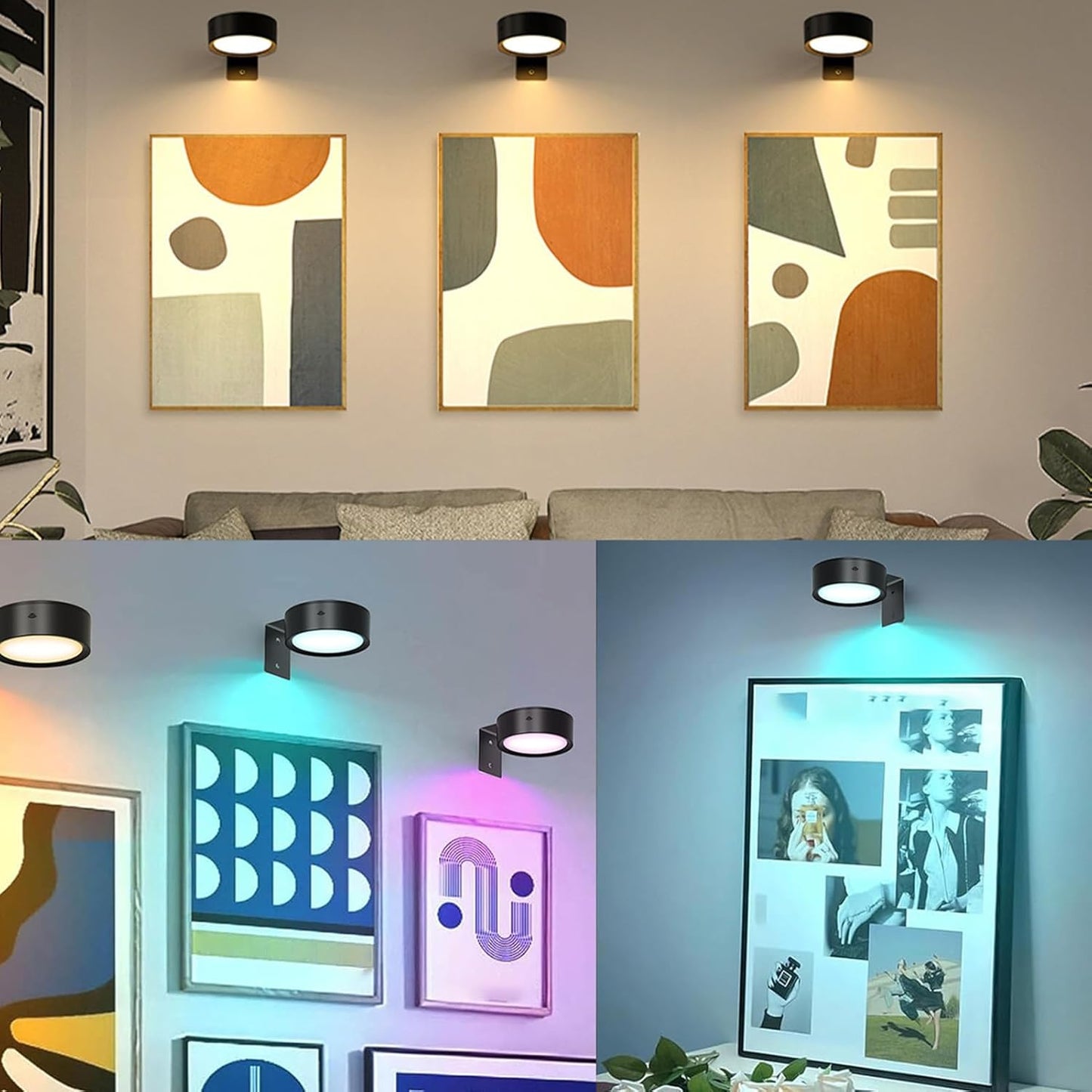 Wireless Wall Lights, Smart Control LED Wall Lamps, Battery-Operated Accent Lighting, 3.39x1.18 inches, Adjustable RGB Color Modes, Timer Function, Best for Home, Bedroom