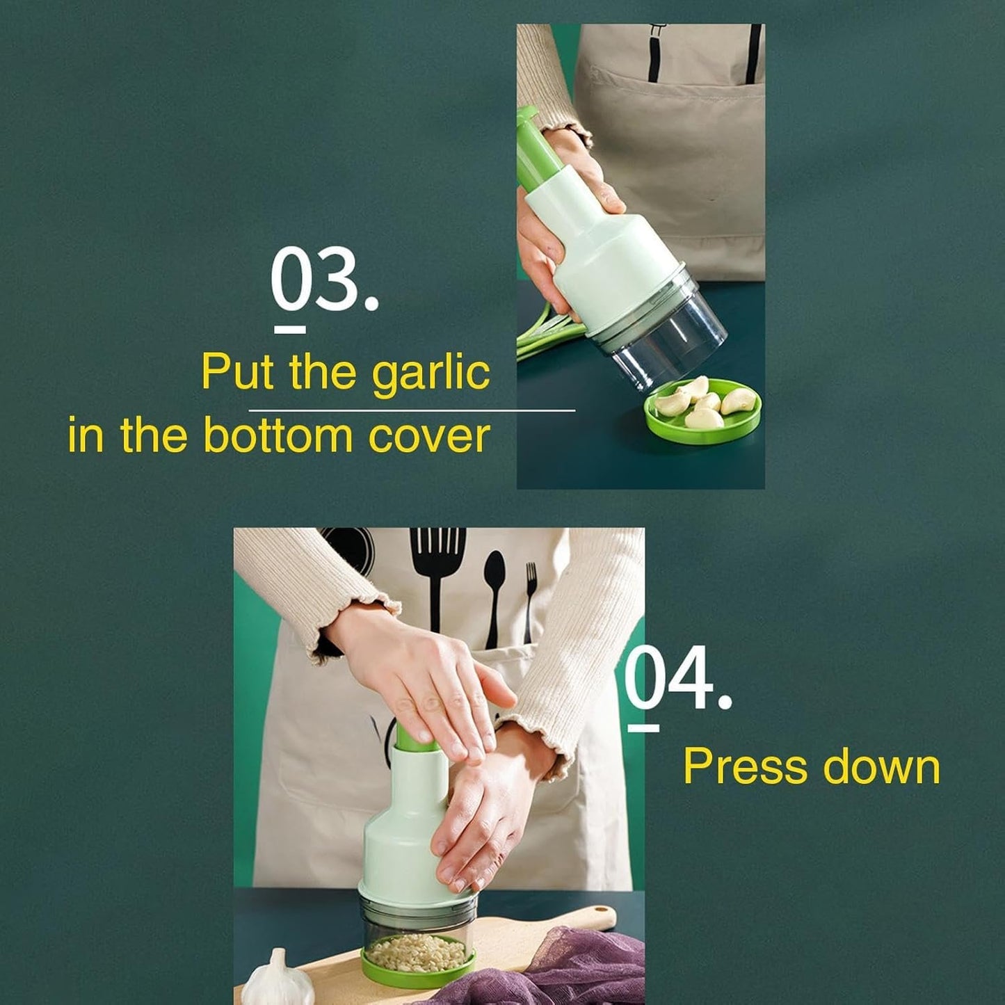 Veggie Chopper â€“ Pressed Garlic Cutter, Compact Manual Food Masher | Efficient Handheld Vegetable Dicer for Onion Ginger Chili Pepper Nut Mincing, Quick Kitchen Tool for Home Meal Prep Cooking