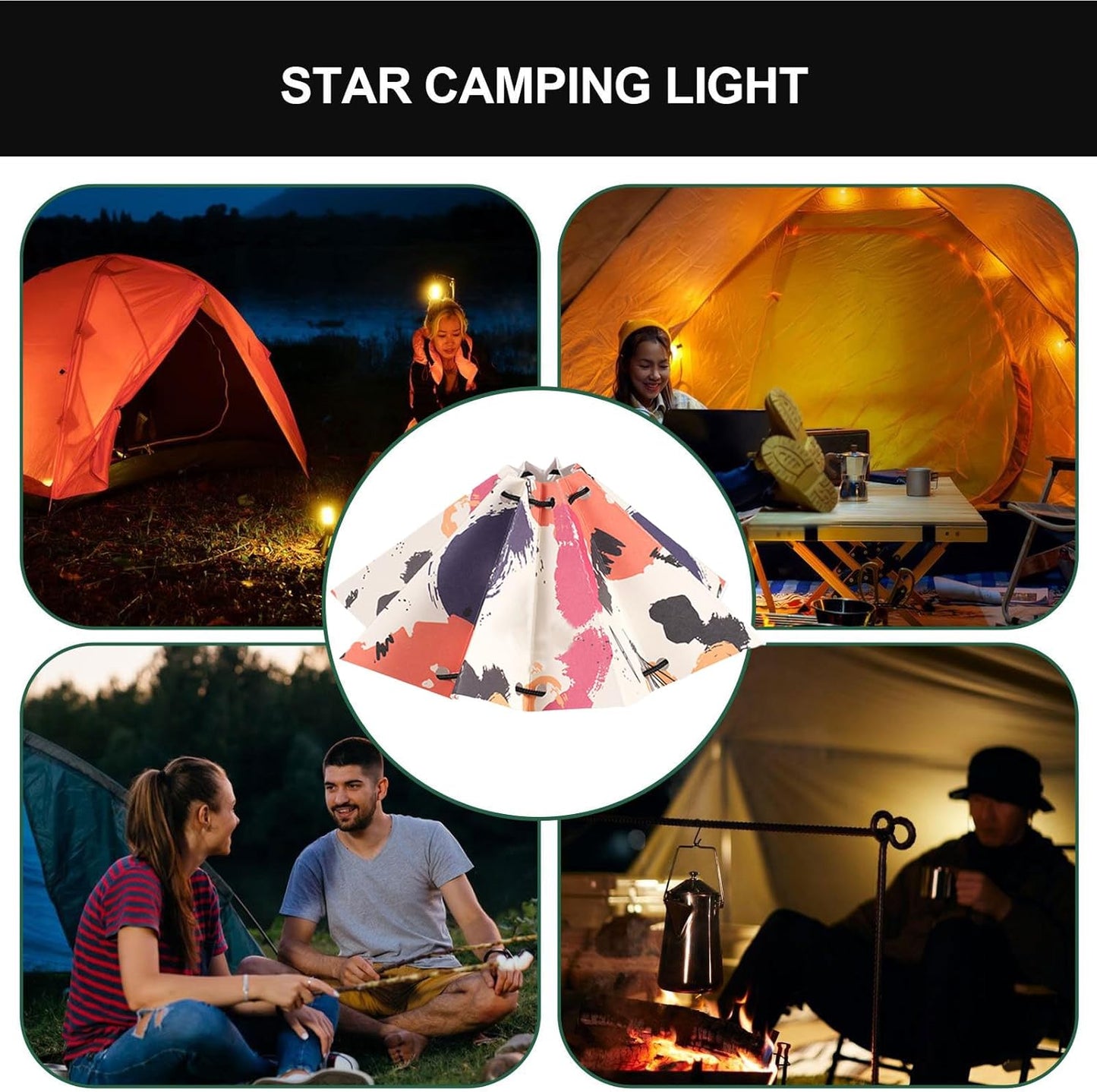 Portable Camping Lamp Umbrella Lampshade, Decorative Lamp Cover, 6.69 Inches Durable Fixture Replacement Globe for Pool, Deck, Beach, Grill, Courtyard, and Outdoor Ambiance Lighting