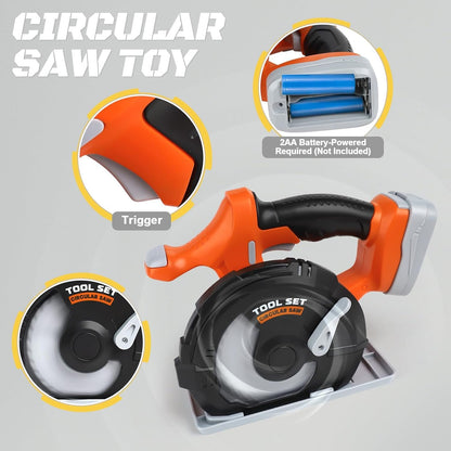 Kids Tool Set - Pretend Play Construction Toys for 3 4 5 Year Old Boy Gifts, Preschool Learning Tool Set with Electronic Drill/Chainsaw Toy/Circular Saw Toys, Toddler Take Apart Stem Toys for Kid 3-5