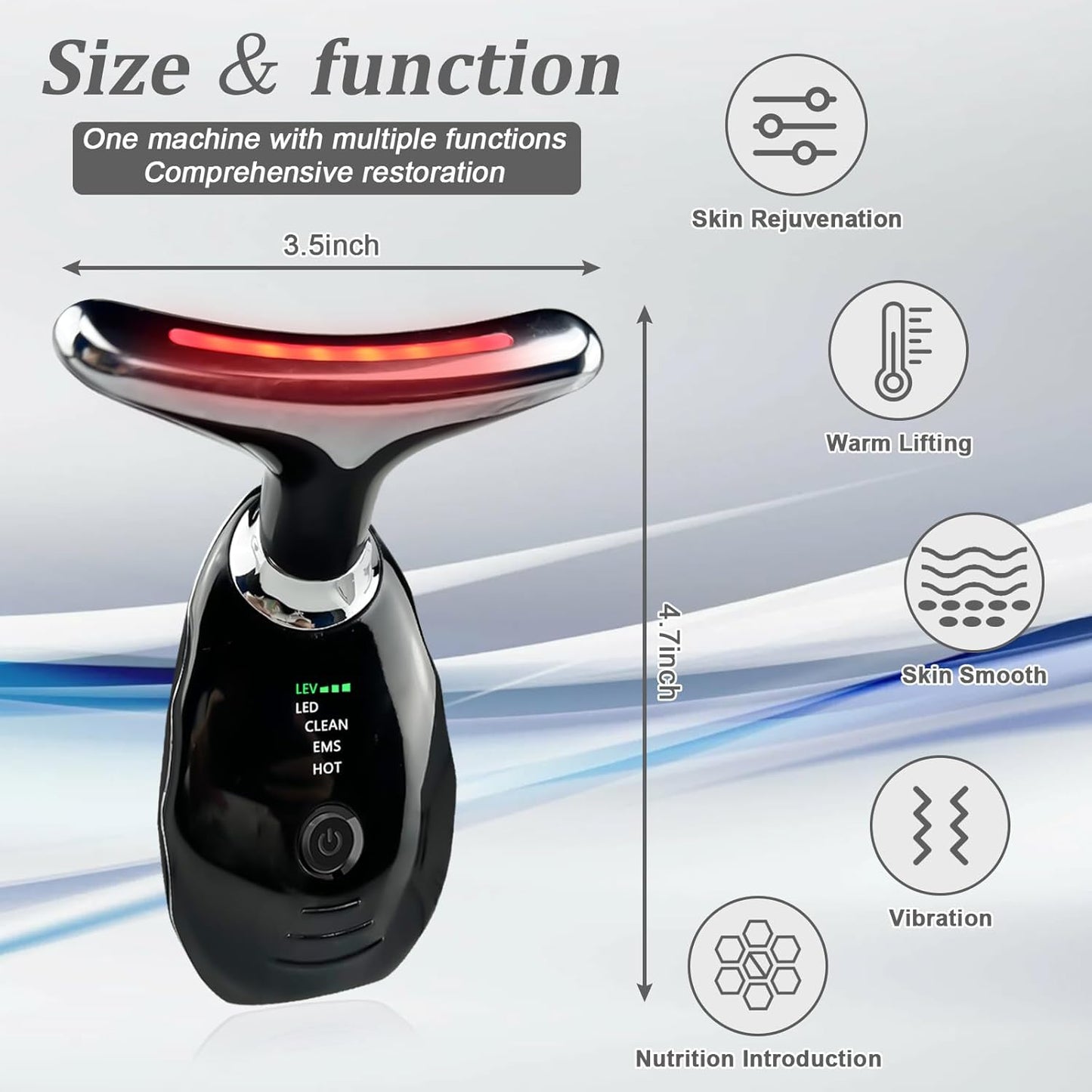 7-in-1 Neck Face Beauty Massager, Update Red Light Therapy for Face Neck Massager, Portable Facial Beauty Device for Skin Care, Wrinkle, Lifting, Face Sculpting, Firming Sagging Skin Tool