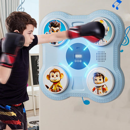 Music Boxing Machine, Smart Punching Target Toys with Gloves, Wall-Mounted Boxing Workout Equipment for Kids and Teens, Interactive Boxing Toy for Stress Relief and Exercise, Fitness Training Gear