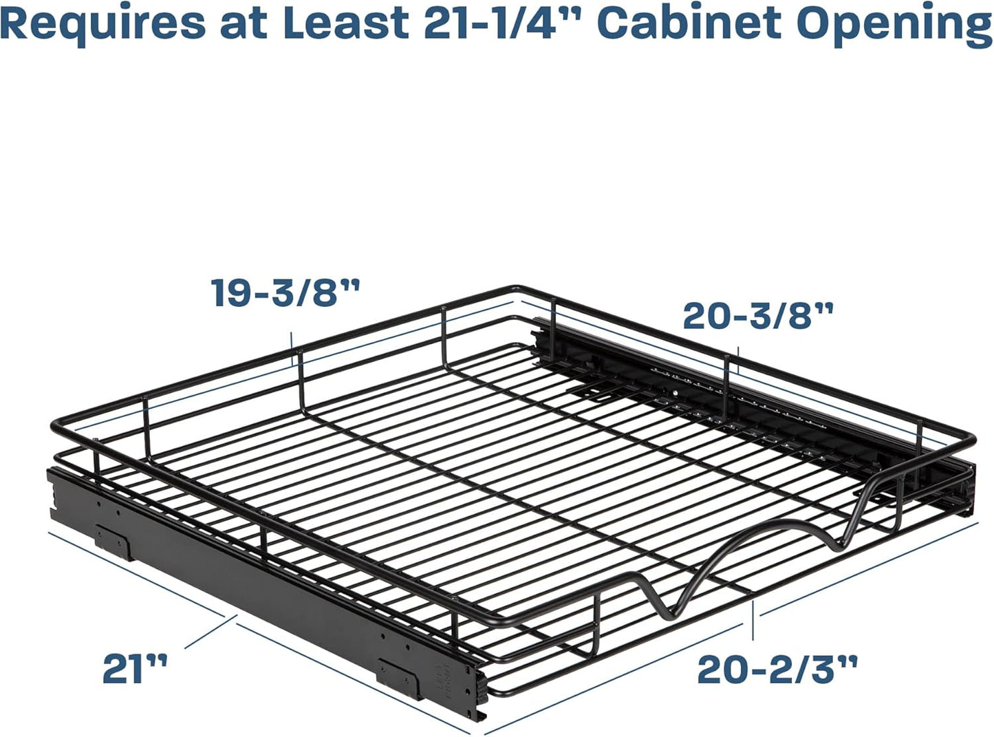 HOLDN’ STORAGE Pull Out Cabinet Organizer, Heavy Duty Caddy w/Lifetime Limited Warranty -20”W x 21”D - Requires At Least 21-1/4” Cabinet Opening, Steel Metal Cabinet Drawers Slide Out, Black