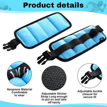 Hollowfly 2 Pairs Ankle Wrist Weights for Dry Land or Aquatic Exercise Aqua Cuffs Aqua Aerobics Fitness Bands for Ankle and Wrist Adjustable Weights for Swimming Pool Workout Equipment 1lb Each