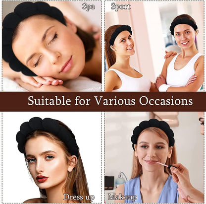 CAOARA Spa Headband for Women Sponge Spa Headband Terry Towel Cloth Fabric Makeup Fashion Facial Makeup Hair Wrap for Skincare Face Washing Makeup Removal Shower Facial Mask（Pink+Black）