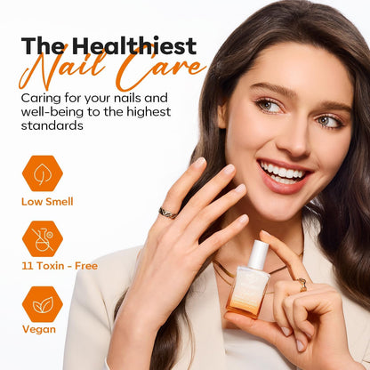Modelones 15ml 8-in-One Nail Ridge Filler Strengthener Base Coat Nail Polish Repair Nail Growth Treatment for Thin and Damaged Nails, Crystal Clear