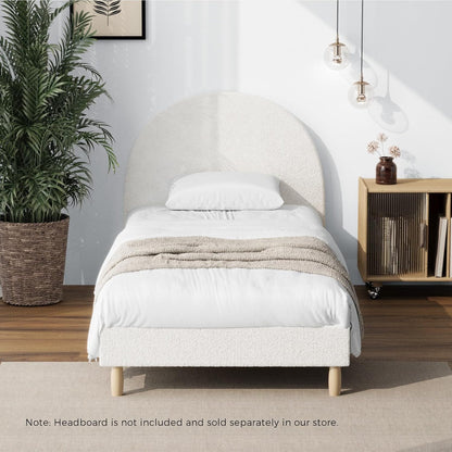 Oikiture King Single Bed Frame Boucle Bed Base White