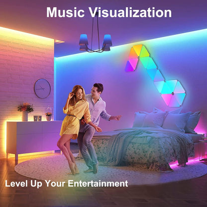 Triangle Lights LED Light Panels, Smart LED Wall Lights RGB Gaming Lights Work with Alexa Google Assistant, APP & Voice Control Gaming Room Decor Music Sync for Bedroom Living Room Streaming, 9 Pack