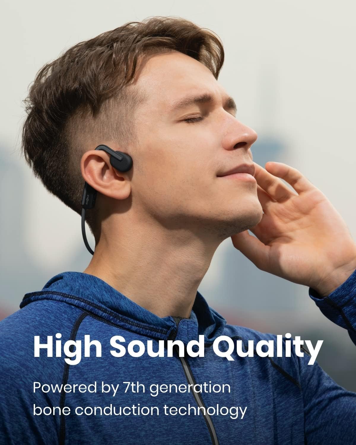 Shokz (AfterShokz) OpenMove - Open-Ear Bluetooth Sport Headphones - Bone Conduction Wireless Earphones - Sweatproof for Running and Workouts, with Sticker Pack (Grey)