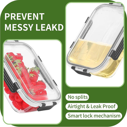 Skroam 5-Packs 36OZ Glass Food Storage Containers with Lids Airtight, Glass Meal Prep Container for Lunch, Pantry Organizers and Storage, Glass Lunch Boxes for Freezer to Oven Safe, Leak Proof