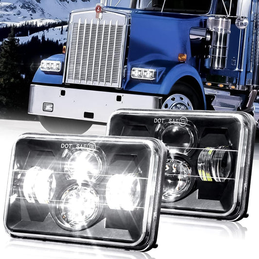 BLIAUTO Dot Approved 4x6 Inch LED Headlights 60W Hi/Low Sealed Beam Headlight Replace H4652 H4656 H4666 H6545 Headlamp for Peterbilt Kenworth Freightliner Ford Probe Chevy Oldsmobile Cutlass Trucks
