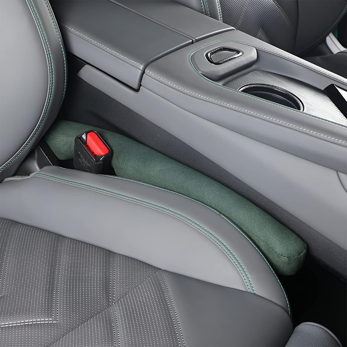 XINLIYA Car Seat Gap Filler Pad, 2 Pack Universal Gap Filler Stop Things from Dropping, Organizer Fill The Gap Between Seat and Console for Cellphone, Car SUV Truck Interior Accessories (Green)