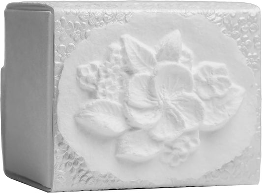 The Favorite Place® Burial Urn Box, (Small Flower at Peace Box), Biodegradable for Ground Burial, Scattering Cremated Ashes in Earth Friendly Eco Urn, (Small, Pearl White)