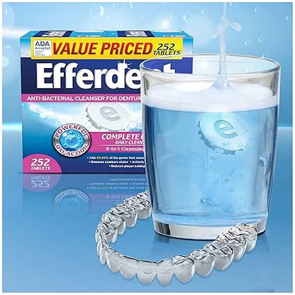 Efferdent Denture Cleanser Tablets, Complete Clean, Tablets, Multicolor, 252 Count