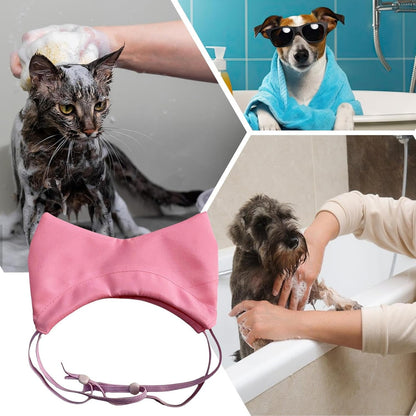 Cat Shower Cap - Oxford Cloth Wrap, Waterproof Adjustable | Pet Ear Cover for Bathing Protection, Headwear for Puppy Grooming, Kitten Cleaning, Small Dog Hygiene in Home Spa Routine