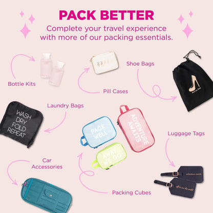 MIAMICA Pink 12-Piece Set 12 Quart-Size Bags Packing Organizers with Zipper Closure