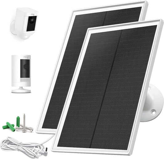 7W Solar Panel Charger for Ring Camera,Compatible with Ring Stick Up Cam Battery,Ring Spotlight Cam Battery,DC3.5 Plug,Camera Solar Panel for 5V Rechargeable Camera,13ft Cable IP65 Waterproof-2Pack