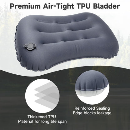 Outskirt Inflatable Camping Pillow, 2 in 1 Removal Inflatable Pillow for Backpacking Camping, Ultralight and Portable Camping Pillows for Traveling, Neck Pillows for Hiking Travel