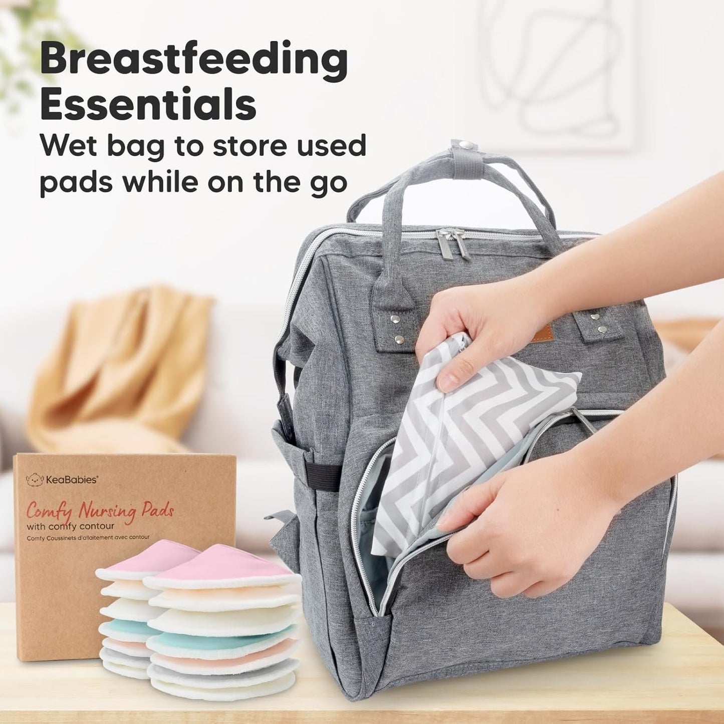 14-Pack Organic Bamboo Nursing Pads - Reusable Breast Pads for Breastfeeding, Nipple Pads, Washable Nursing Pad, Breastfeeding Pads for Leaking, Breast Milk Pads, Bra Pads (Pastel Touch, Large 12cm)