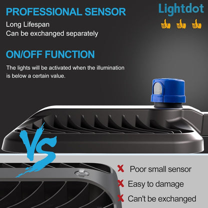 2Pack 500W LED Parking Lot Lighting 75000LM(150LM/W) 5000K LED Pole Lights Outdoor Smart Photocell 6KV SPD Parking Lot Lights Outdoor Pole Mount-2Pack 7Yrs Warranty