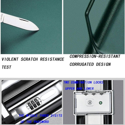 GUHPZA Valigia AntiGraffio e Resistente alla Pressione, Porta di Ricarica, Blocco Password, Valigia Trolley Regolabile in Altezza per Viaggi di Lavoro (Telaio Nero Argento B)