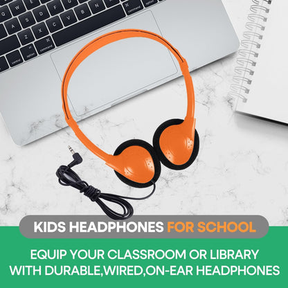 Kids Headphones Bulk 10 Pack for School Classroom Student Children Toddler Boys Girls Teen and Adult,Multi Color Wholesale Wired Adjustable On Ear Earphones for Library Airplane(HTC002)