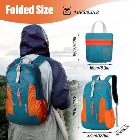 Viiotu Foldable Backpack 29L - Lightweight Water Resistant Hiking Daypack with Expandable Storage for Travel & Outdoor Activities