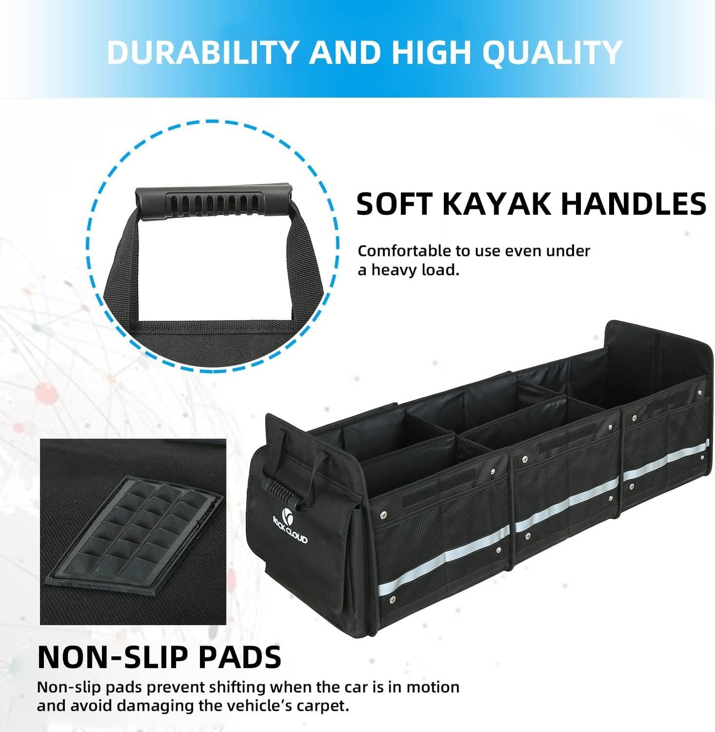 Rock Cloud Car Trunk Organizer (80L) Automotive boot bags Waterproof Foldable Cover Multi Compartment Expandableï¼ˆwith Insulated Leakproof Cooler Bag + 2mm PE Boardï¼‰