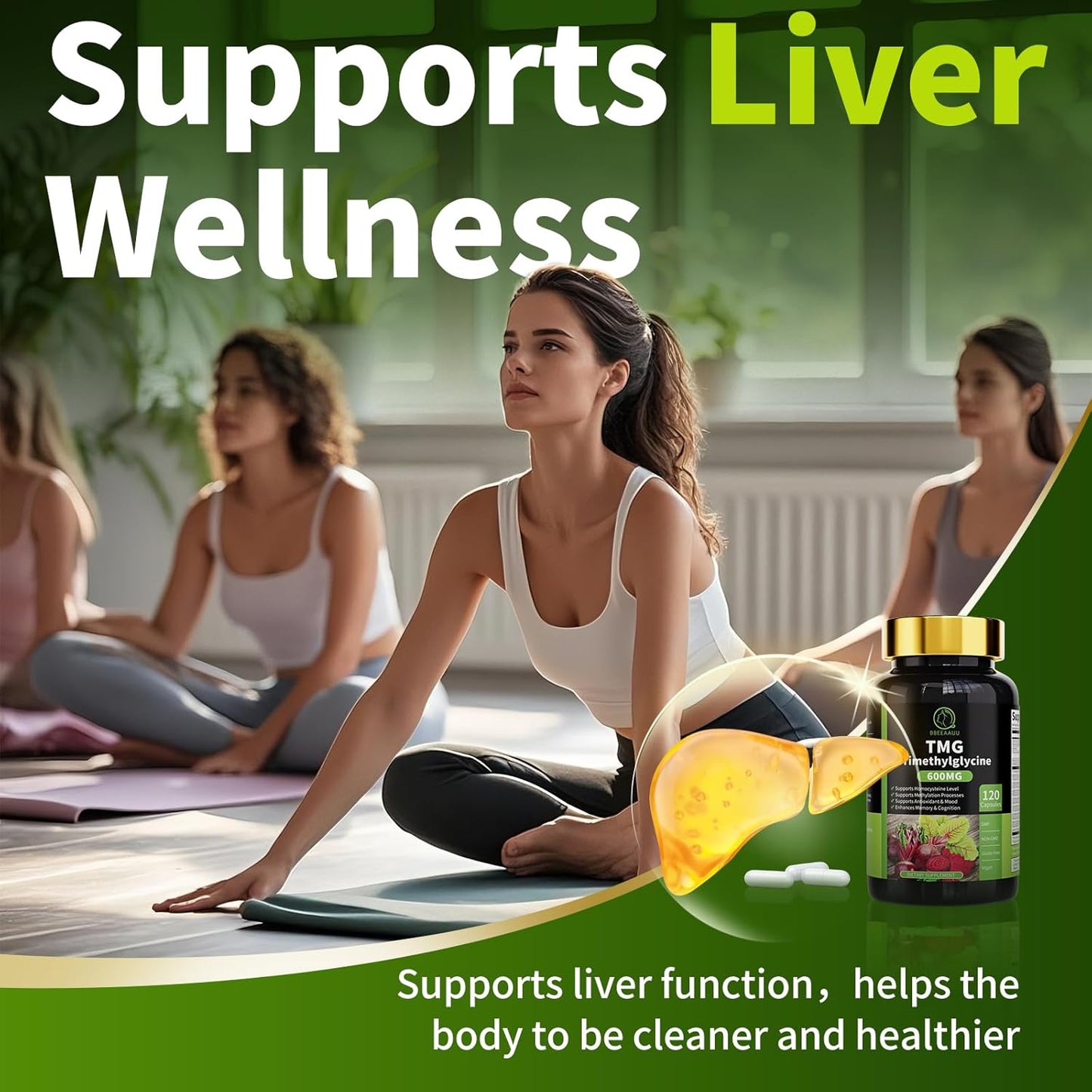 TMG Supplements - Trimethylglycine Capsules, Betaine Anhydrous 600mg, with Ginkgo & Vitamin B6, Supports Methylation, Liver Wellness & Cognitive, Non-GMO, Vegan, Blood Orange Flavor 120 Count