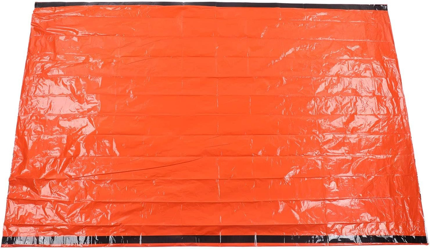 Emergency Survival Shelter Tent, Reusable Foldable Lightweight PET Aluminum Film Thermal Blanket Tent Set Survival Shelter for Hiking Camping Survival Equipment