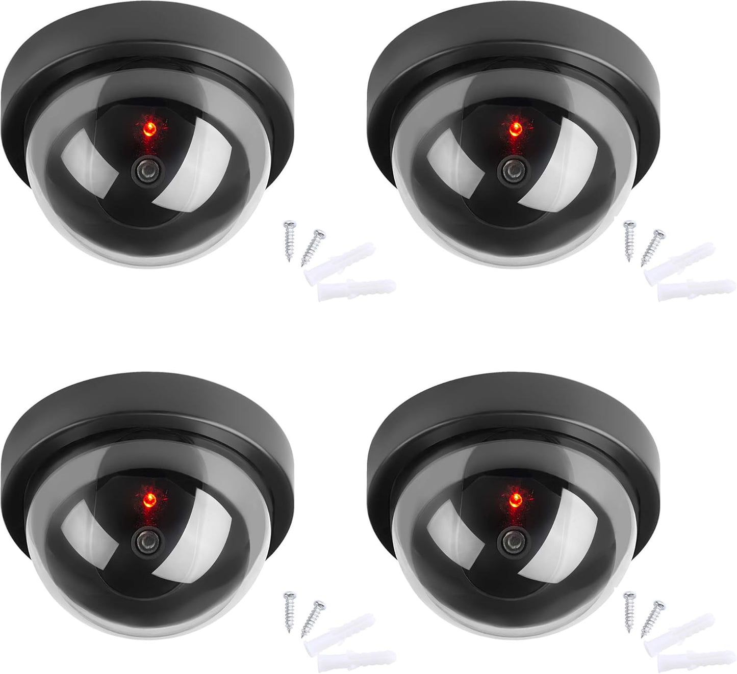 TOROTON Dummy Surveillance Cameras Outdoor/Indoor Solar Energy Anti-Theft Camcorder with Red LED Imitation CCTV Set of 4