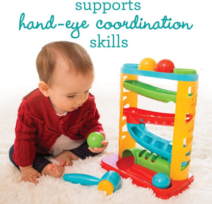 Infantino Bop & Drop Ball Tower - STEAM Educational Play, Hand-Eye Coordination Skills, and Cause and Effect Play for Babies & Toddlers, 12M+