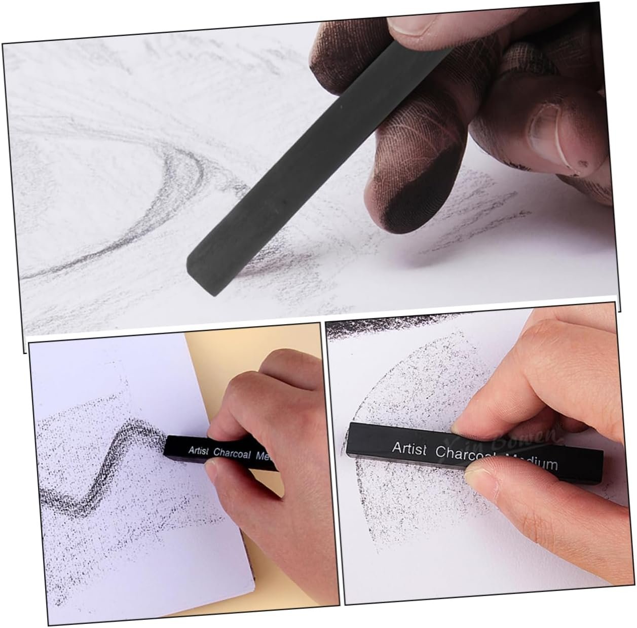 HAPINARY 6pcs Charcoal Pastel Briquettes Willow Vine Charcoal Pencil Artist Pencils Erasers Fire Stick Carbon