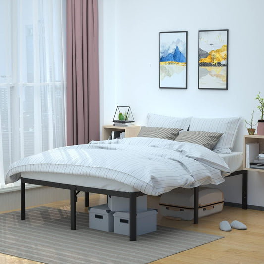 Amazon Basics Heavy Duty Non-Slip Bed Frame with Steel Slats, Easy Assembly - 46cm, Height(Queen)