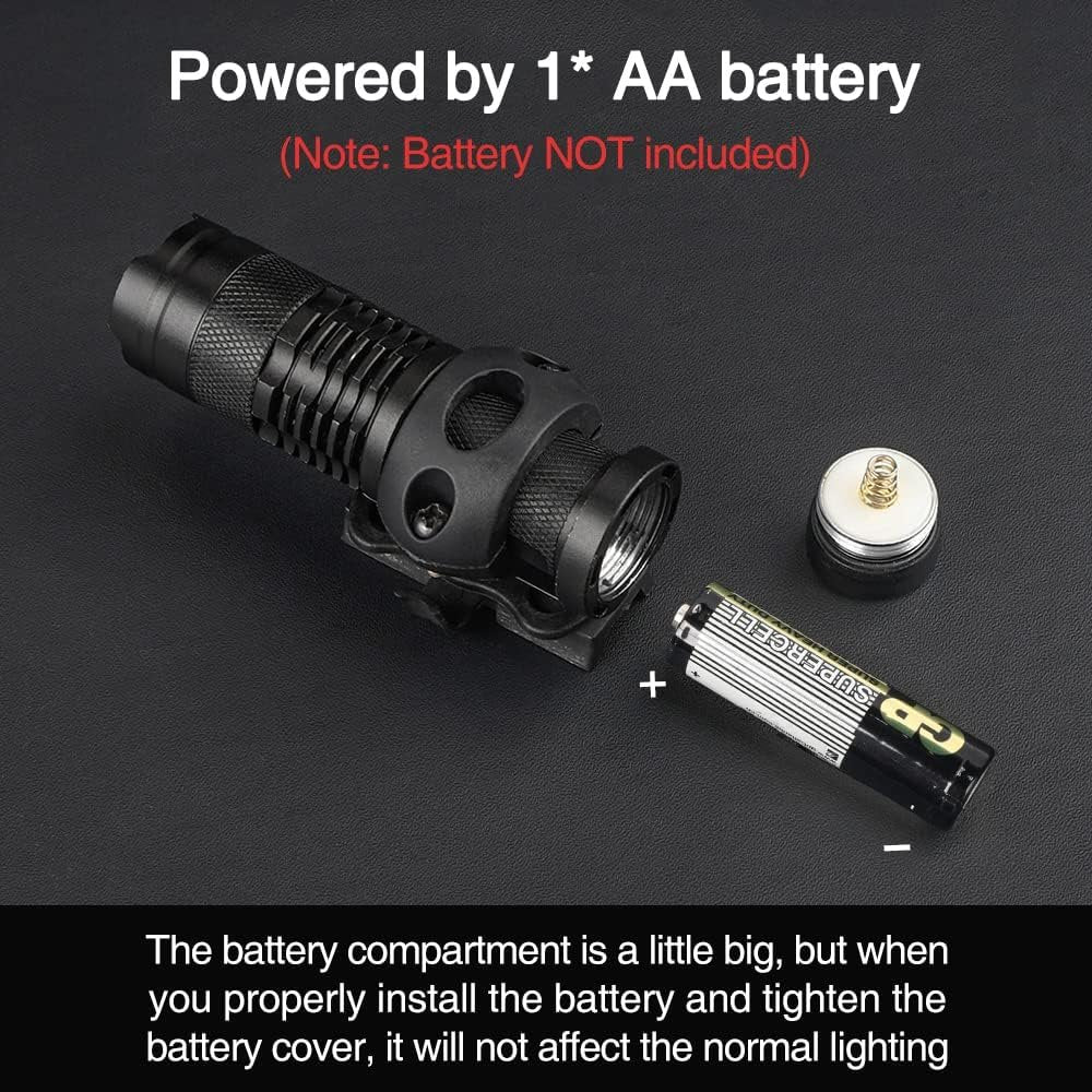 rdzzwxw Military Helmet Light, Mini Zoomable Tactical Flashlight with Strobe/Strong/Low Lamp, Compact Helmet Mounted LED with Fast Helmet Clip Rail, 100 Lumens Scout Light for Outdoor Cycling Hiking