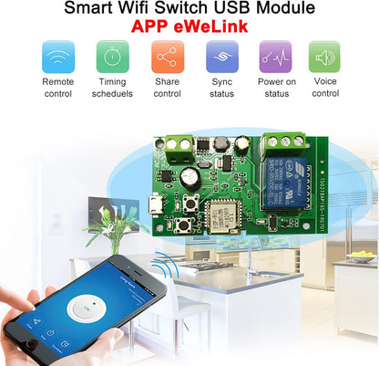 eWeLink DC5V 12V 24V 32V WiFi Switch Wireless Relay Module Smart Home Automation Modules Phone APP Remote Control Timer Switch Alexa Google Home Voice Control for Access Control System