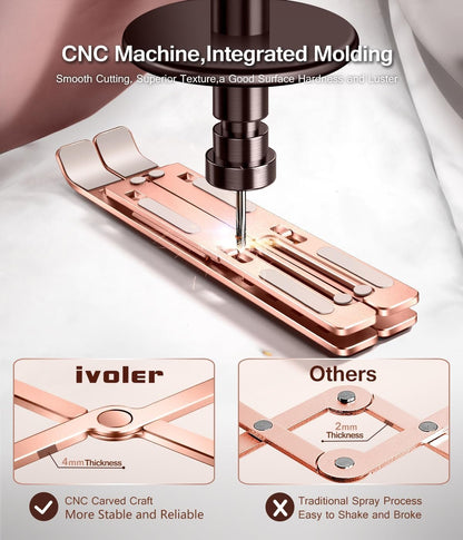 Laptop Stand, iVoler Laptop Holder Riser Computer Tablet Stand, 6 Angles Adjustable Aluminum Ergonomic Foldable Portable Desktop Holder Compatible with MacBook,iPad, HP, Dell, Lenovo 10-15.6”Rose Gold