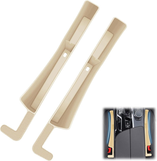 2PCS Car Seat Gap Filler Organizer,Multifunctional Car Gap Fillers with USB and Phone Holder,Auto Interior Accessories,Universal Car Seat Storage Organizer Between Seats for Phone,Keys (Beige)