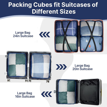Large Packing Cubes 4 PCS, 40x30x12CM Same Size Suitcase Organiser Bags 4-Piece, Travel Bags Organiser 4 Pack (4PCS Large Navy)