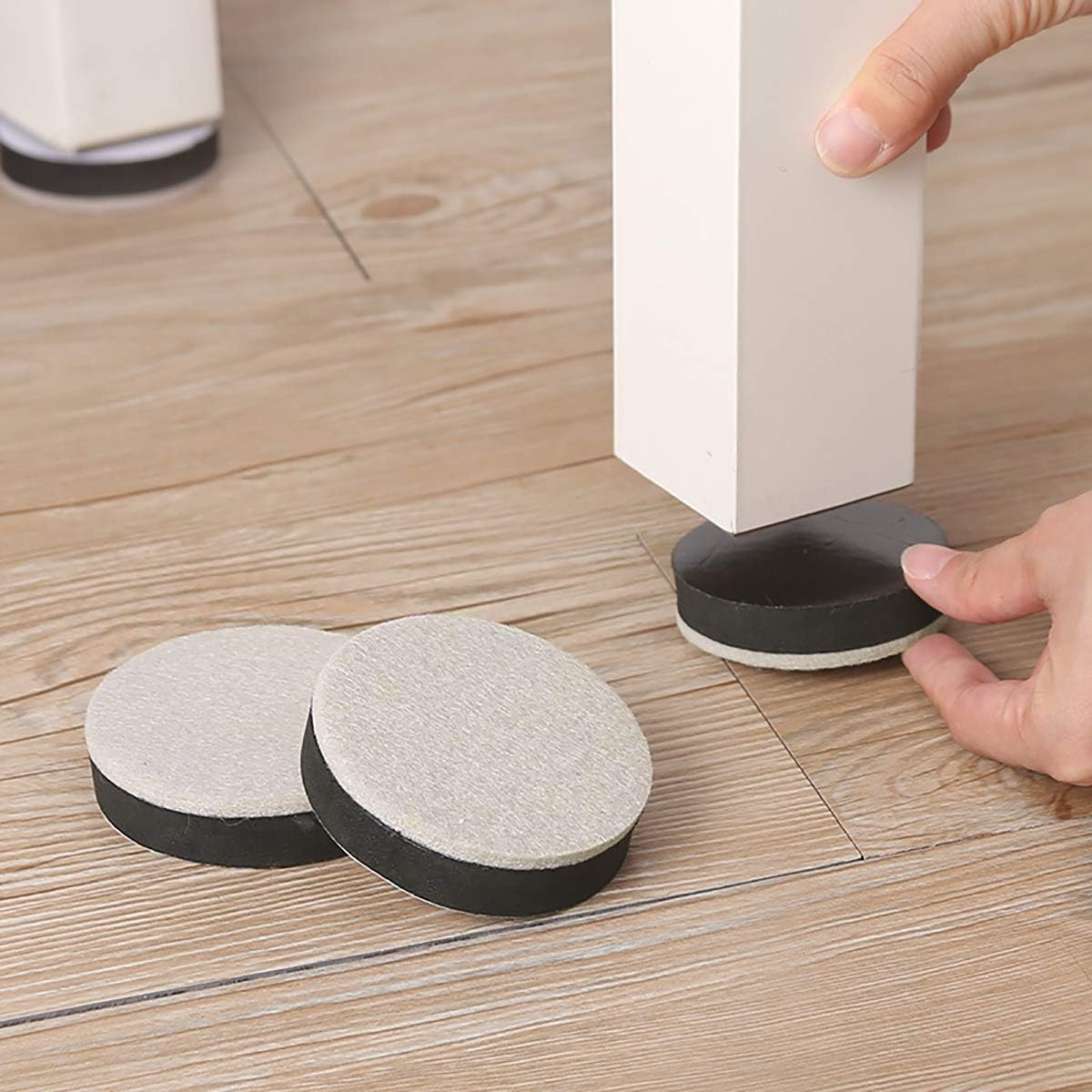 Table Bed Furniture Risers - Set of 4 Pieces Diameter 63.5 mm Height 16.5 mm Round Foot for Beds, Sofas, Wardrobes, Raised Feet Higher Height Resistance to Wear, Self-Adhesive, Sturdy.