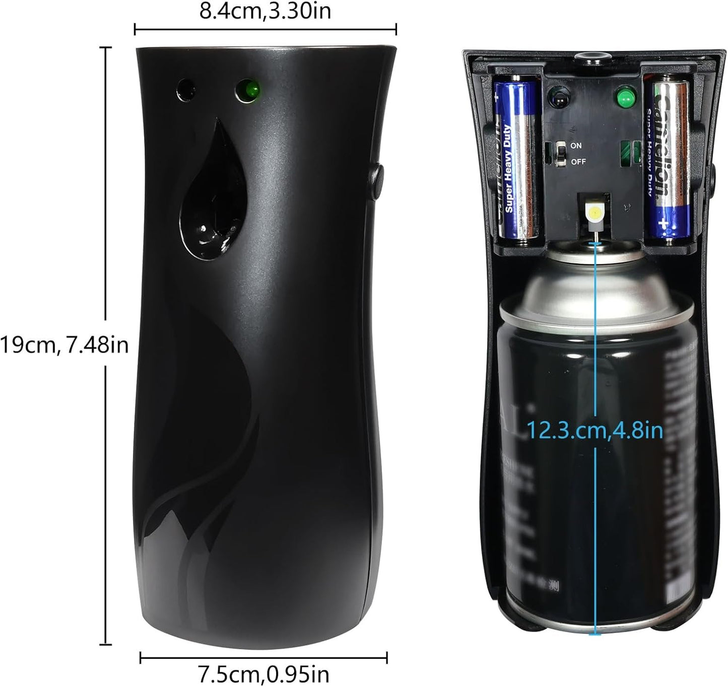 Auto Air Freshener Spray Dispenser,Free Standing or Wall Mounted,Timed sprayer with Remote control Adjustable Aromatherapy Machines for Home,Bathrooms,Offices,Hotels and Commercial Places (Black)