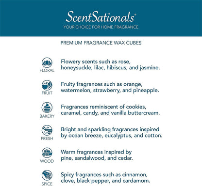 Scentsationals Scented Wax Cubes - Vanilla Bean - Fragrance Wax Melts Pack, Electric Home Warmer Tart, Wickless Candle Bar Air Freshener, Spa Aroma Decor Gift - 10oz (24-Cubes)