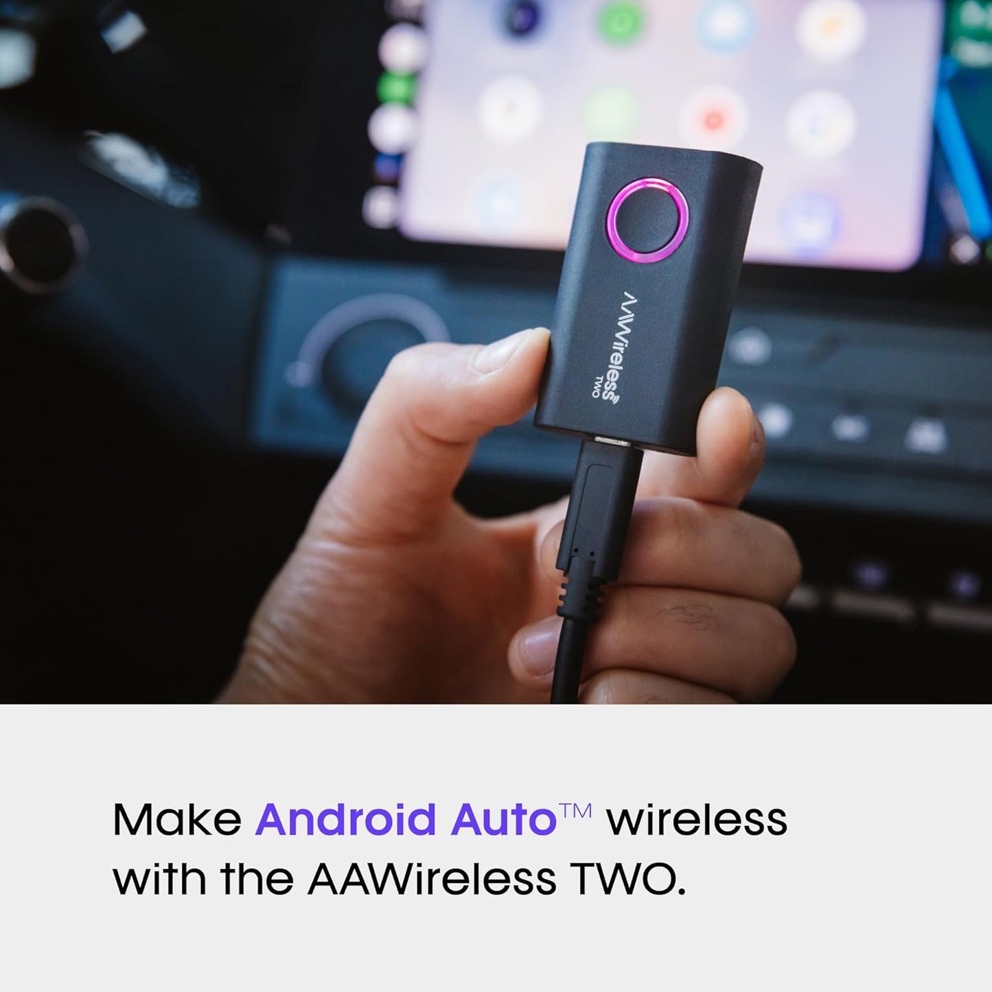 Two - Android Auto Wireless Adapter - Convert Factory Wired Android Auto to Wireless - Multifunctional Button - Easy Plug and Play Setup - Seamlessly Connect Via Bluetooth - Made in Europe